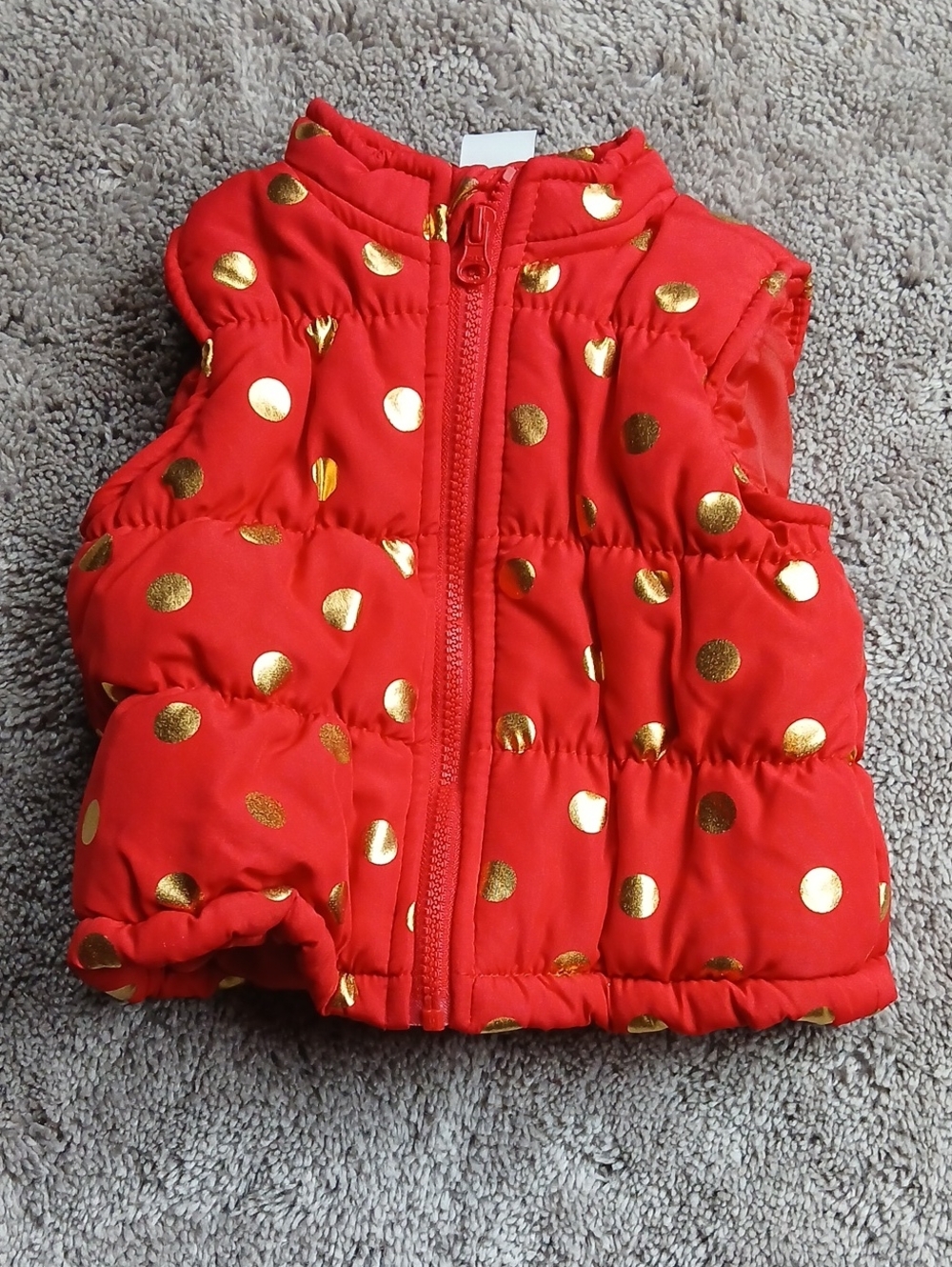 Healthtex Baby Girls Red Gold Polka Dot Puffer Vest 12M